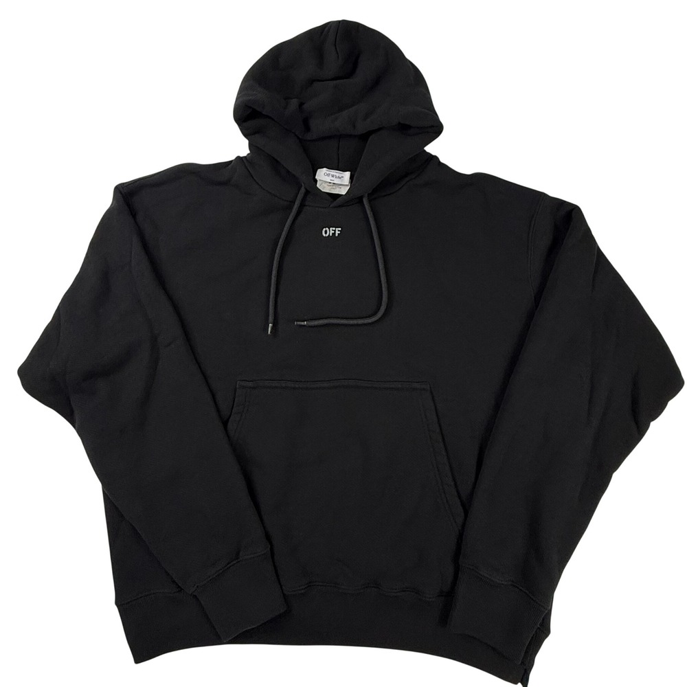 Off-White Black OFF Logo Organic Cotton Hoodie OMBB085C99FLE010 Mens Large